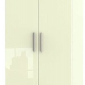 Knightsbridge Cream Gloss 2 Door 2 Drawer Tall Wardrobe