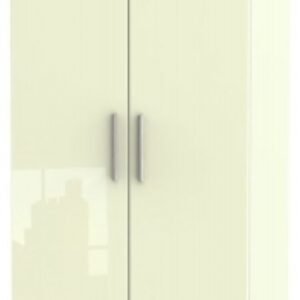 Knightsbridge Cream Gloss 2 Door Plain Tall Wardrobe