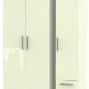 Knightsbridge Cream Gloss 3 Door Tall Triple Wardrobe - RHF 2 Drawers