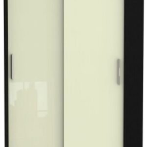 Knightsbridge Cream Gloss and Black 2 Door Sliding Wardrobe