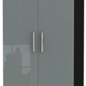 Knightsbridge Grey Gloss and Black 2 Door Plain Wardrobe