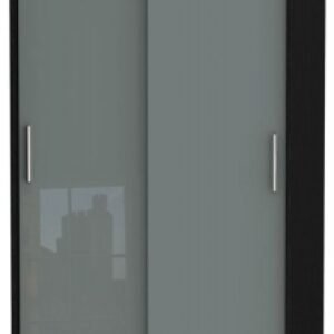 Knightsbridge Grey Gloss and Black 2 Door Sliding Wardrobe