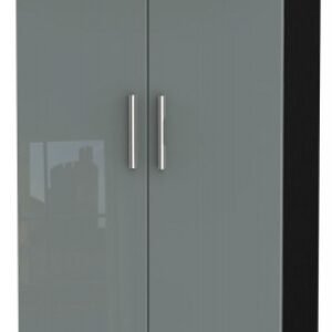 Knightsbridge Grey Gloss and Black Midi Wardrobe