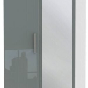 Knightsbridge Grey Gloss and White 2 Door Combi Wardrobe - 1 Mirror