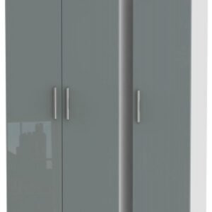 Knightsbridge Grey Gloss and White 3 Door Tall Triple Wardrobe