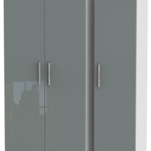 Knightsbridge Grey Gloss and White 3 Door Triple Wardrobe