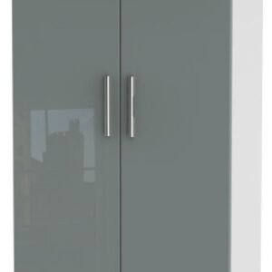 Knightsbridge Grey Gloss and White Midi Wardrobe