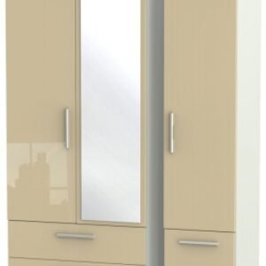 Knightsbridge Mushroom and Cashmere Matt 3 Door Combi Wardrobe - 1 Mirror