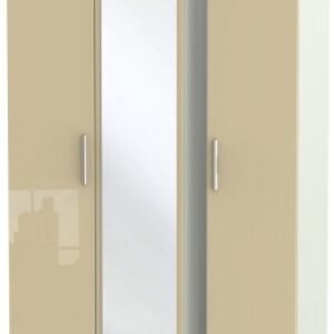 Knightsbridge Mushroom and Cashmere Matt 3 Door Tall Triple Wardrobe - 1 Mirror