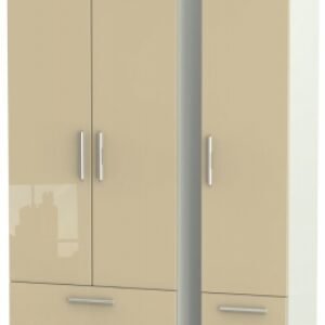 Knightsbridge Mushroom and Cashmere Matt 3 Door Tall Triple Wardrobe - 4 Drawers