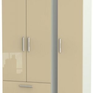 Knightsbridge Mushroom and Cashmere Matt 3 Door Tall Triple Wardrobe - LHF 2 Drawers