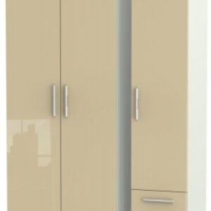 Knightsbridge Mushroom and Cashmere Matt 3 Door Tall Triple Wardrobe - RHF 2 Drawers