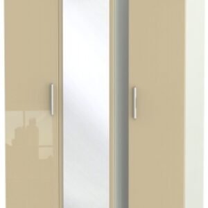 Knightsbridge Mushroom and Cashmere Matt 3 Door Triple Wardrobe - 1 Mirror