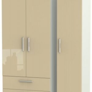 Knightsbridge Mushroom and Cashmere Matt 3 Door Triple Wardrobe - LHF 2 Drawers