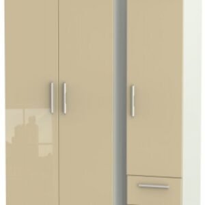 Knightsbridge Mushroom and Cashmere Matt 3 Door Triple Wardrobe - RHF 2 Drawers