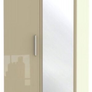 Knightsbridge Mushroom and Cream 2 Door Combi Wardrobe - 1 Mirror