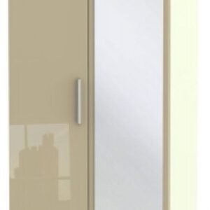 Knightsbridge Mushroom and Cream 2 Door Tall Wardrobe - 1 Mirror