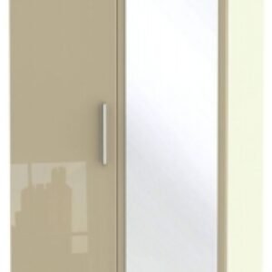 Knightsbridge Mushroom and Cream 2 Door Wardrobe - 1 Mirror