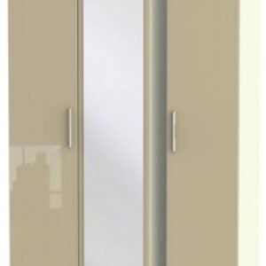 Knightsbridge Mushroom and Cream 3 Door Tall Triple Wardrobe - 1 Mirror