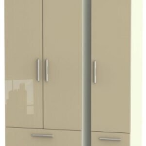 Knightsbridge Mushroom and Cream 3 Door Tall Triple Wardrobe - 4 Drawers