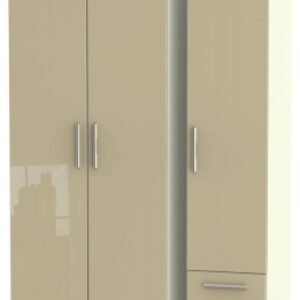 Knightsbridge Mushroom and Cream 3 Door Tall Triple Wardrobe - RHF 2 Drawers