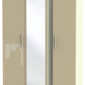 Knightsbridge Mushroom and Cream 3 Door Triple Wardrobe - 1 Mirror