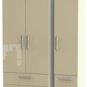 Knightsbridge Mushroom and Cream 3 Door Triple Wardrobe - 4 Drawers