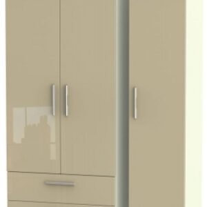 Knightsbridge Mushroom and Cream 3 Door Triple Wardrobe - LHF 2 Drawers