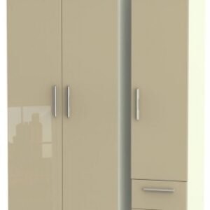 Knightsbridge Mushroom and Cream 3 Door Triple Wardrobe - RHF 2 Drawers