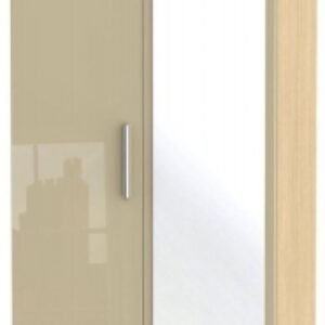 Knightsbridge Mushroom and Light Oak 2 Door Wardrobe - 1 Mirror