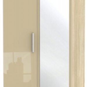 Knightsbridge Mushroom and Oak Effect 2 Door Combi Wardrobe - 1 Mirror