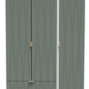 Las Vegas White and Green 3 Door Tall Triple Wardrobe - LHF 2 Drawers