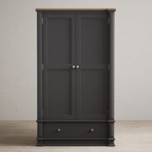 Lawson Oak and Charcoal Grey Painted Double Wardrobe