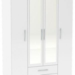 Lynx White 4 Door Mirrored Wardrobe - 2 Drawers