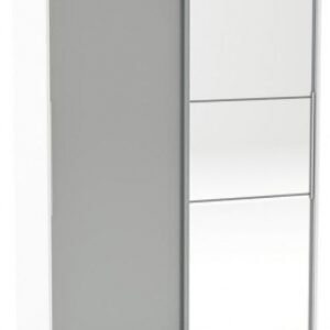 Lynx White and Grey Sliding Mirrored Wardrobe - 2 Doors