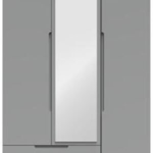 Milan Grey 3 Door Tall Combi Wardrobe - 1 Mirror and LHF 2 Drawers