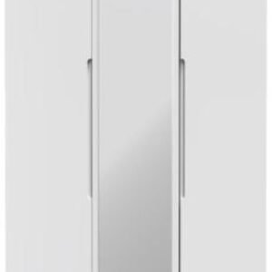 Milan White Gloss 3 Door Tall Triple Wardrobe - 1 Mirror