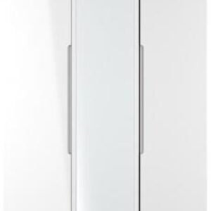 Milan White Gloss and Oak Effect 3 Door Tall Triple Wardrobe - 1 Mirror