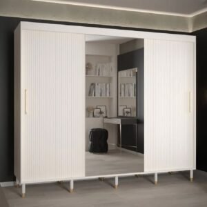 Millwall 250cm Mirrored Wardrobe With 3 Sliding Doors In White