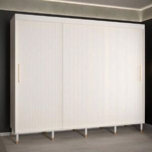 Millwall 250cm Wooden Wardrobe With 3 Sliding Doors In White