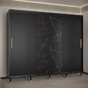 Millwall Wooden Wardrobe 250cm With 3 Sliding Doors In Black