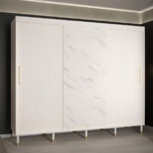 Millwall Wooden Wardrobe 250cm With 3 Sliding Doors In White