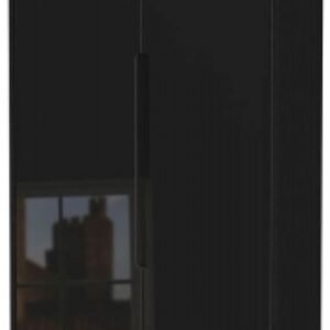 Monaco Black Gloss 2 Door Plain Tall Wardrobe