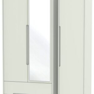 Monaco Cashmere 3 Door Tall Combi Wardrobe - 1 Mirror and LHF 2 Drawers