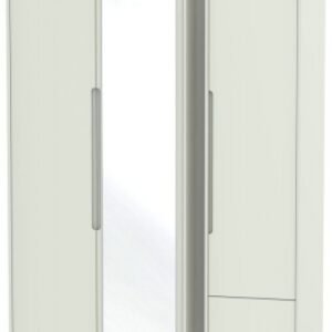 Monaco Cashmere 3 Door Tall Combi Wardrobe - 1 Mirror and RHF 2 Drawers