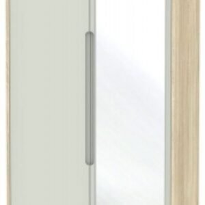 Monaco Cashmere and Oak Effect 2 Door Tall Combi Wardrobe - 1 Mirror