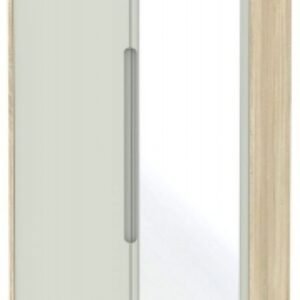 Monaco Cashmere and Oak Effect 2 Door Tall Wardrobe - 1 Mirror