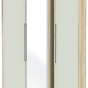 Monaco Cashmere and Oak Effect 3 Door Tall Triple Wardrobe - 1 Mirror