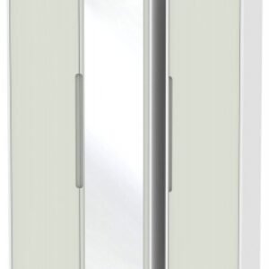 Monaco Cashmere and White 3 Door Tall Triple Wardrobe - 1 Mirror