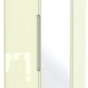 Monaco Cream Gloss 2 Door Tall Wardrobe - 1 Mirror